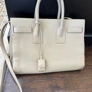 Saint Laurent Sac De Jour Small Leather Tote Taupe Beige
